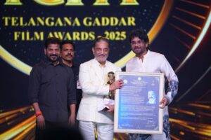 Read more about the article கமல்ஹாசன் அவர்களுக்கு தெலுங்கானா அரசின் உயரிய விருதான ‘பைடி ஜெய்ராஜ்’ விருது வழங்கி கெளரவம்!